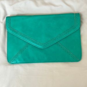 Teal envelope clutch